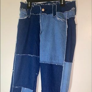 Blue Patchwork Jeans